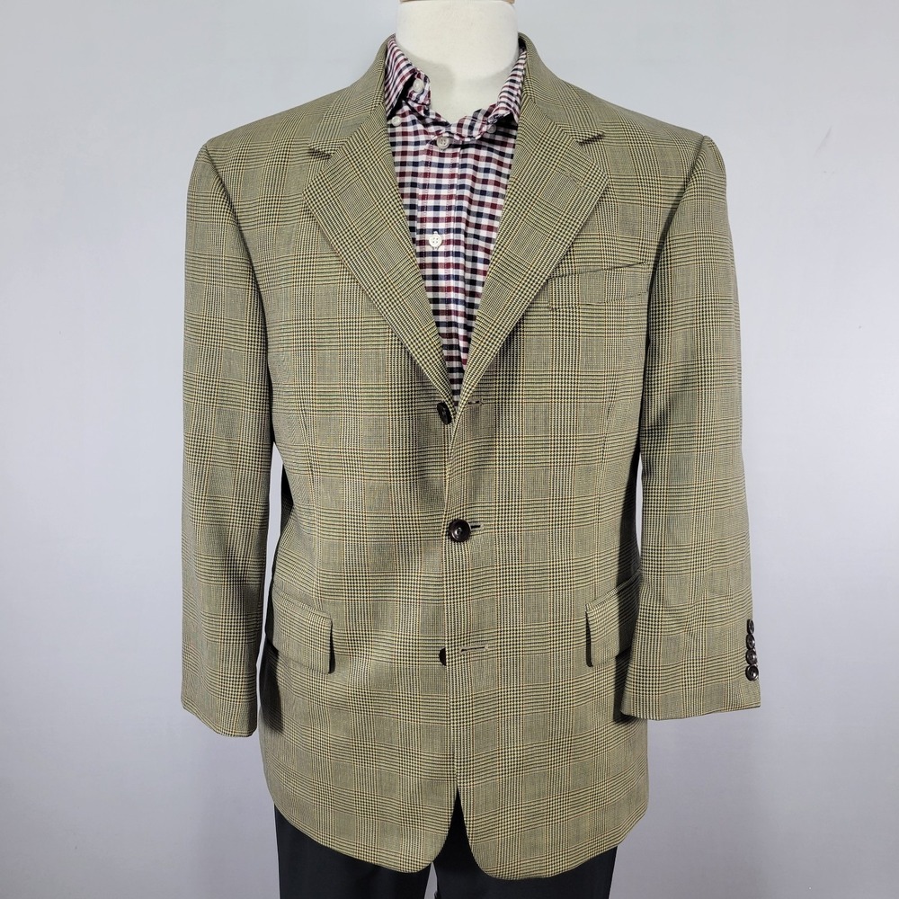Nautica Men's Sport Coat Blazer Three Button Multicolor Plaid Wool Size 40S